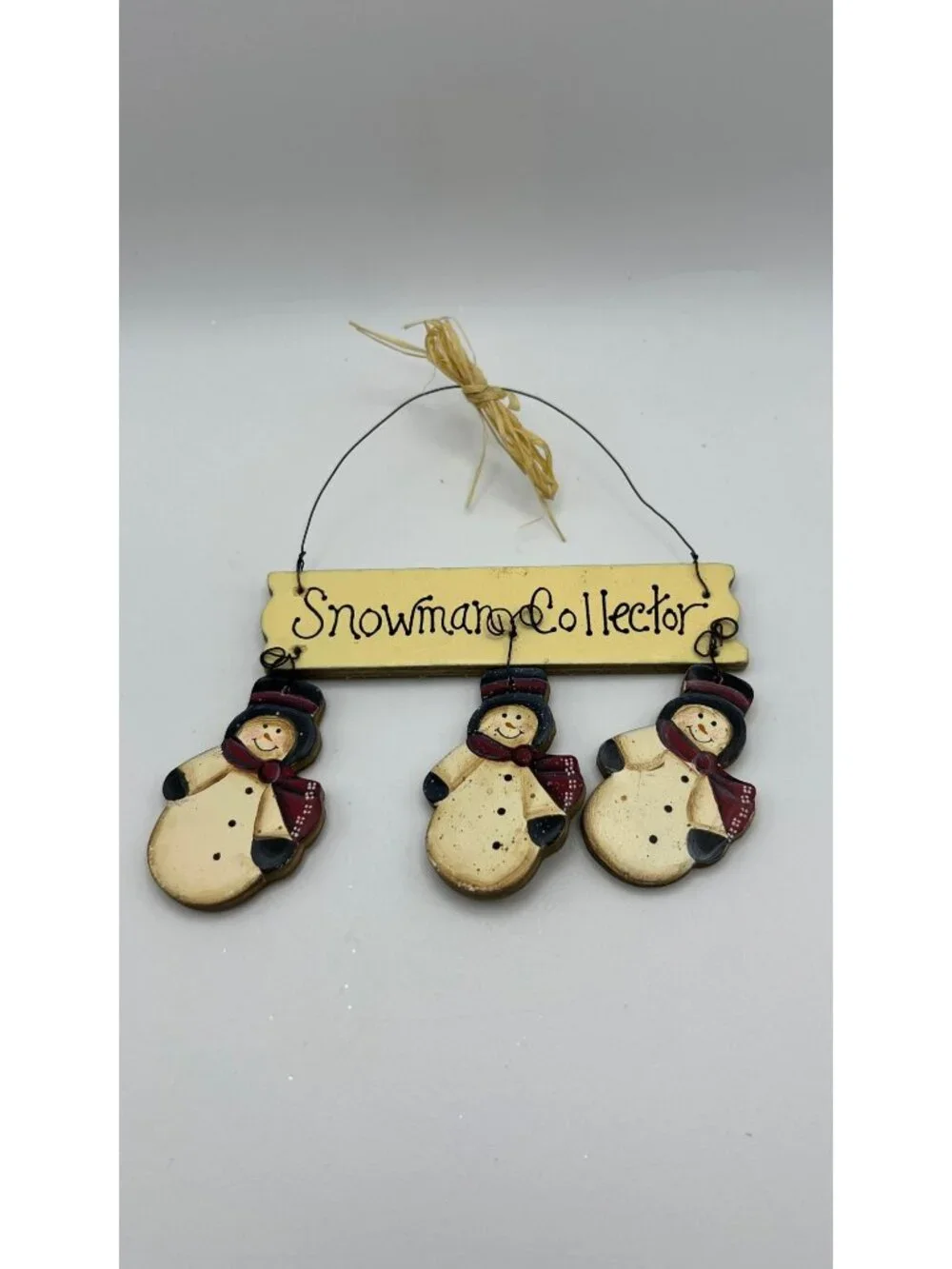 Vintage Wooden Snowman Collector Wall Hanging Décor Trio